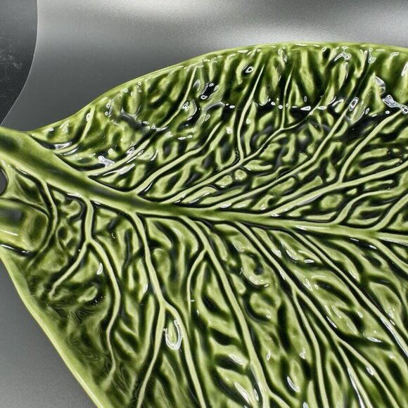 Subtil Portugal Ceramic Green Cabbage Leaf Dish Serving Platter Large 16inch VTG - Picture 8 of 16